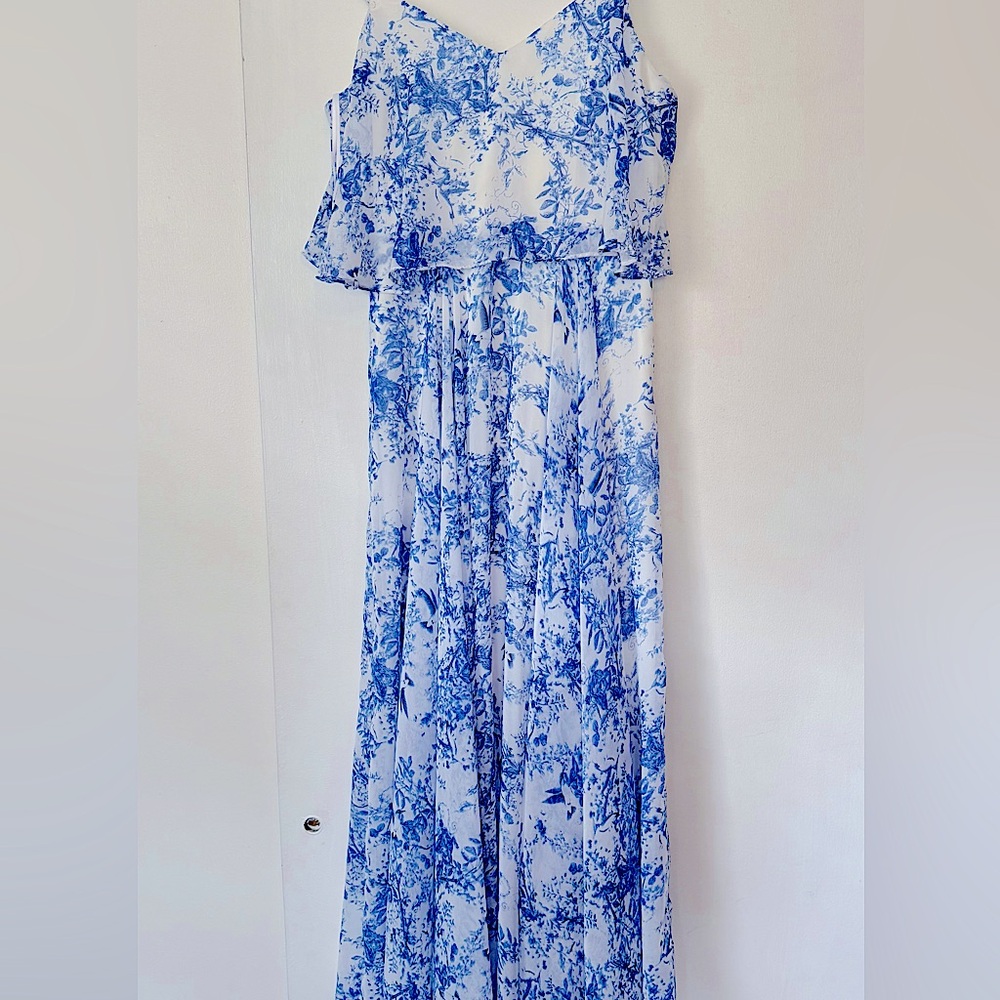 Ever After Dress M Medium Blue White Floral